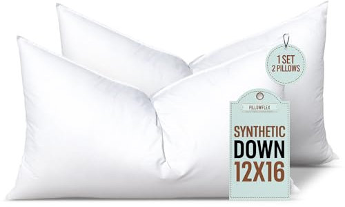 pillowflex Set von 2 SYNTHETIC Down Alternative Kissen fügt für kissenrollen, weiß, 12 Inch by 16 Inch