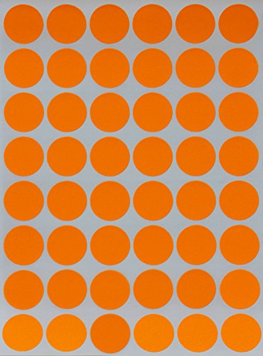 Klebepunkte Neon Orange 17mm runde Sticker - 1,7cm Aufkleber 480 Stück von Royal Green