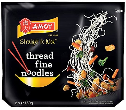 Amoy Straight to Wok Thread Fine Noodles, 2 x 150 g (Pack of 6)