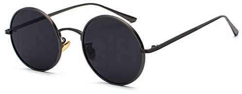 Inlefen Sonnenbrille Männer Frauen Runde Retro Vintage Kreis Stil Sonnenbrille Farbige Metallrahmen Brillen schwarz grau