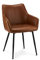 Ibbe Design 2er Set Cognac Braun Kunstleder Esszimmerstühle Vintage Industrial Lounge Küchenstühle mit Armlehnen Anette, Schwarz Metallgestell, L56x B56x H81cm