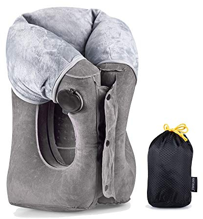 vapesoon Aufblasbares Reisekissen für Nacken, Gesicht, Kopf und Körper - Travel Pillow für Flugzeug,Zug,Büro(Grau)