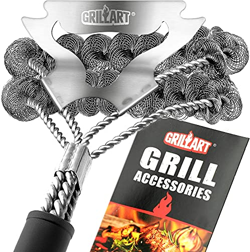 GRILLART Grill Brush for Outdoor Grill Bristle Free - Safe BBQ Grill Cleaner Brush - 17 BBQ Brush for Grill Cleaning Kit -Stainless Grill Cleaning Brush BBQ Grill Accessories Tools- Gifts for Men Dad