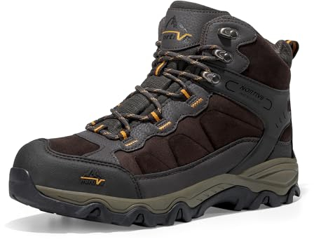 NORTIV 8 Men's Waterproof Hiking Boots Outdoor Mid Walking Boots Mens Trekking&Hiking Footwear Backpacking Mountaineering Shoes,Size 8,Brown,JS19004M