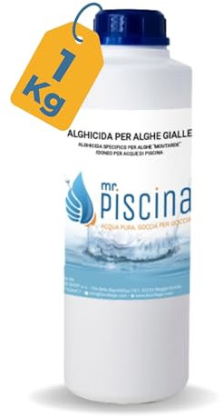 MR PISCINA Antialghe per piscina ALGHE GIALLE - Anti Alghe Specifico contro Alghe Gialle per Trattamento Acqua Piscina. Confezione da 1 kg