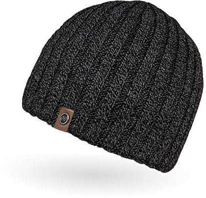Neverless® Beanie Herren Strick-Mütze Winter-Mütze Rippstrick Optik dunkelgrau-Melange