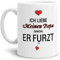Tassendruck Tasse mit Spruch Liebeserklärung - Obwohl Du furzt - für den Papa - Kaffeetasse/Geschenk-Idee/Lustig/Liebe - Weiß