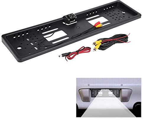 Car Reversing Camera Number License Plate with 4 IR LED, 170°Wide Angle Automobile Car Backward Reverse Camera with Night Version, Clear CMOS Image Car Reversing Cam with Waterproof ABS Covered
