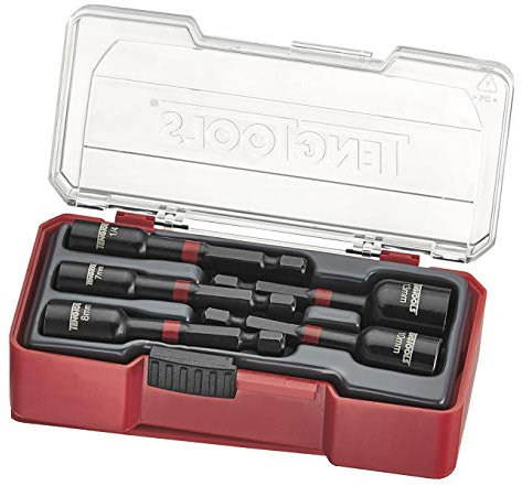 Teng Tools 5 Piece 1/4 Inch Hex Drive 6 Point Metric & SAE Impact Nut Setter Driver Set - TJNS05