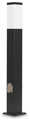 Grafner XL Wegeleuchte mit 2 Steckdosen, Höhe: 80 cm, Aluminium, E27, schwarz anthrazit, Wegleuchte Weglampe Gartenlampe Gartenleuchte Standlampe Außenstandleuchte Pollerleuchte