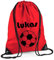 Turnbeutel mit Namen | Motiv Fußball | inkl. Namensdruck | Personalisieren & Bedrucken | Sportbeutel Schuhbeutel dunkel-blau für Jungen Kinder(rot)