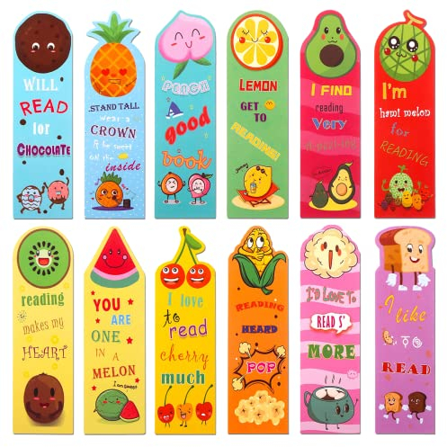 24 Stück Lesezeichen Kinder,Duftende Lesezeichen Personalisiert Kindergeburtstage,Geschenke für Schüler Lesen,Lesezeichen Papier mit Obst Duft,Kreatives Geschenke für Mädchen Jungen