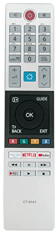 VINABTY CT-8543 RC42151P 30101775 - Mando a distancia reemplazado para Toshiba 4K OLED Smart TV 49U6863DG 32L2863DG 49L2863DG 55U7863DA 32W2863DG 32W3869DAX 43L38699DAX 43L386999DAX DAX 32L 3863DA