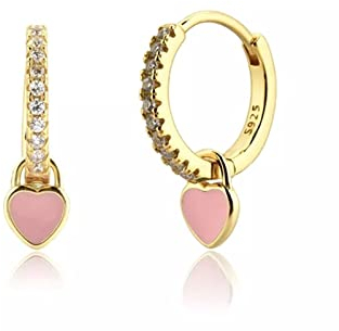 Ohrring Lifter Silber 925, Ohrringe für Frauen Silber Herz Gold Rosa mit Weißrundschliff Zirkonia