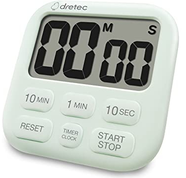 dretec Minuteur de Cuisine, Grand Ecran LCD, Aimant Puissant, Compte à Rebours, 6 Touches, Vert
