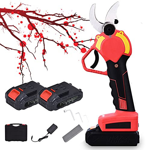 Sécateur de Branches Électrique D'arbre Sans Fil Sans Balais avec Batterie au Lithium 2000 mAh, Tondeuses de Jardin Diamètre de Coupe 35 mm avec Verrouillage de Sécurité pour Jardins Fermes