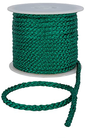 Cordon en crêpe – Cordon en coton de qualité supérieure de 6 mm – Cordon solide pour macramé pour projets de bricolage, cordon de serrage en nylon – Cordon solide et durable – Vert foncé, 5 m