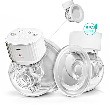 Smart Mommy Wearable Breast Pump Double, Hands Free Breast Pump Electric, LCD, High Technology 3 Modes 9 Levels- Noise Reduction, Painless, Skin Friendly, BPA Free, 19mm+22mm Flange, FSA HSA Eligible