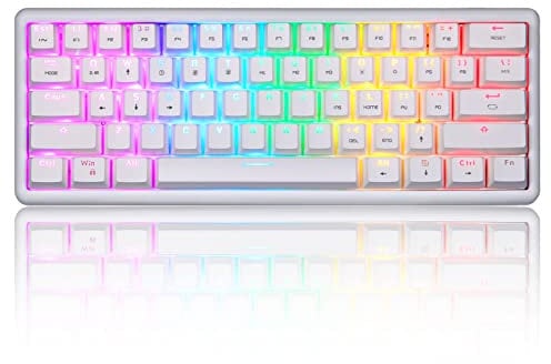 MOTOSPEED RGB 60% Triple Mode BT5.0/2.4G/Type-C, 61-Key hot-swappable Mechanical Keyboard, Compact Bluetooth Game Keyboard with Software Gateron red Switch, White
