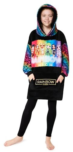 Rainbow High Hoodie Decke Kinder Mädchen Übergröße Kuscheldecke mit Ärmeln, Warm Fleece Kapuzenpullover Teenager Tragbare Decken Hoodie Mädchen