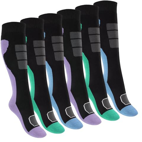 Footstar Chaussettes thermiques pour enfants (6 paires), chaussettes d'hiver colorées, Pastel, 35-38