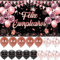 Decoración Cumpleaños en Español - Pancarta Feliz Cumpleaños, 15 Globos, Photocall Rosa Negro, Happy Birthday Fondo Cartel, Adornos Kit