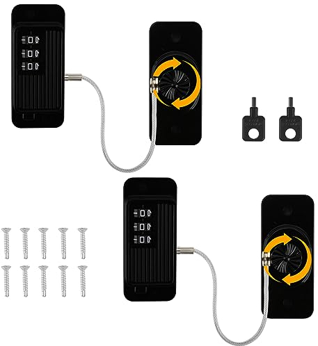 NewBinn Lot de 2 Verrous de Réfrigérateur à Combinaison Adhésive pour Enfants, Cadenas Frigo Serru res de Sécuritépour Fenêtre pour Congélateur, Tiroir Armoire Placards