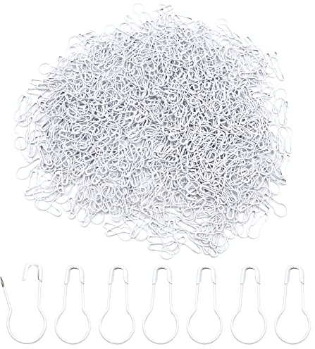 Hocansen 1000 Stück Sicherheitsnadeln Metallkürbisnadel 22mm Birnenförmige Snadeln Calabash Pin für Maschenmarkierer,Stricken,Nähzubehör(Weiß/HL)