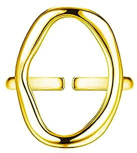 Amorino Ovaler Ring, perforiert, Größe verstellbar, an Ihre Finger anpassbar, Edelstahl, schlichtes Design