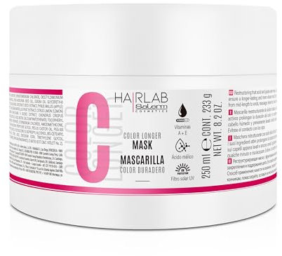 SALERM - Mascarilla Pelo Teñido - Color Longer Hair Lab - 250 ml - con Vitaminas A y E - Sella y Mantiene el Color - Melena más Brillante - Sin Sulfatos ni Parabenos