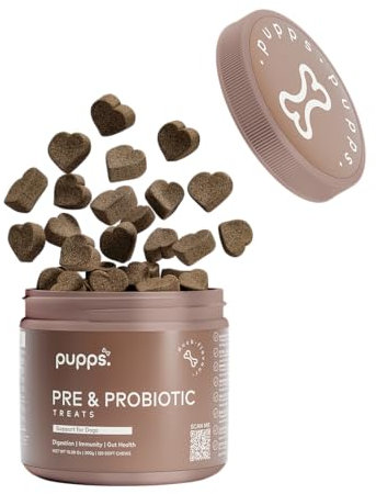 Pupps Probiotics for Dogs 120x Dog Probiotics for Gut Health, Immunity Health, Sensitive Stomach, Diarrhea, Anal Gland, Scooting, Loose Stool, Itchy Ears | Canine Dog Probiotic Supplements Treats