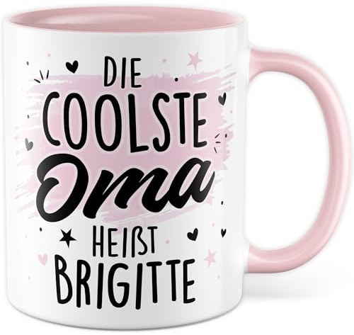 Oma Tasse mit Spruch personalisiert eigener Name - Geschenk Die coolste Oma heißt personalisierbar - Kaffeetasse 330ml aus Keramik - beste Oma Großmutter Großeltern Enkel Familie