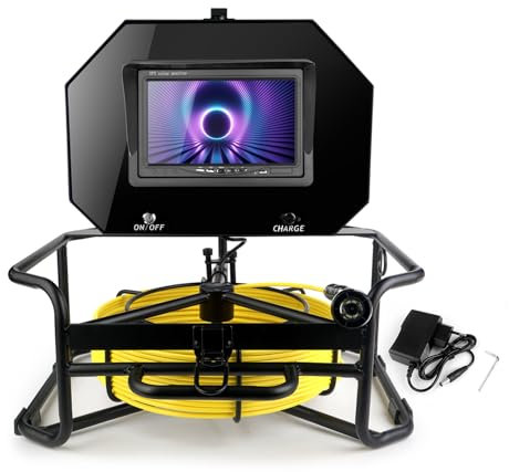 KAOLALI 20M Inspektionskameras mit 7 LCD Monitor, IP68 wasserdichte Endoskopkamera mit DVR Kanalkamera Rohrkamera Inspektion mit 6 LED-Licht für Abwasserleitung, Heimrohr
