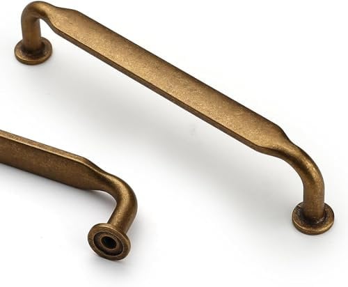 Coinkoly 10 Pack Antique Brass Cabinet Handles - 128MM Hole Centers Vintage Drawer Handles for Kitchen Cupboard - UK0003