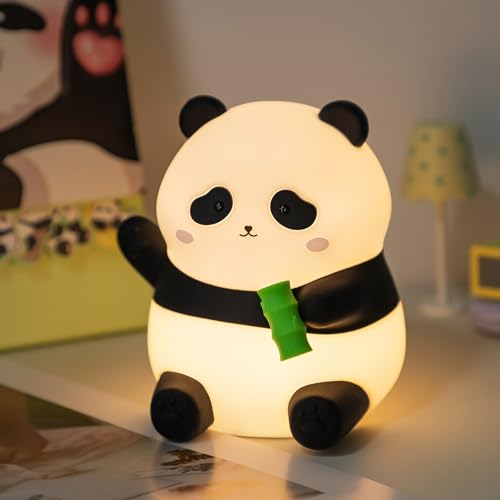 Rytinazzz Panda Lampe, Nachtlicht, Kinderlampe Silikon, Dimmbar per Touch, Wiederaufladbar, 30-Minuten-Timer, Lange Laufzeit, Panda Deko, Schlummerlicht, Still Licht Dimmbar, Geschenk