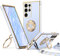 XYZ Galaxy S22 Ultra Case with Stand, Double Ring Holder for Girls Women, Luxury Cute Bling Protective Phone Cover, Blue