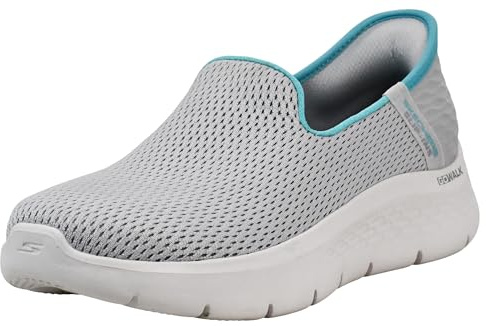 Skechers Damen Hands Free Slip-Ins Go Walk Flex-Relish Sneaker, Grau/Hellblau, 10 Wide