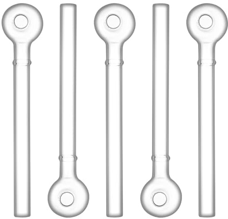 BMTick Glaspfeife mit Hals, 12,7 cm, Borosilikatglas, 5 Stück, Transparent, Minimalistisch, Ölbrenner, Klar