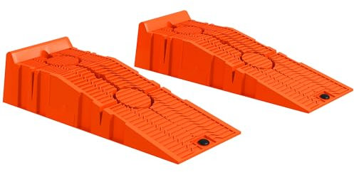 DURHAND 2 PCs Car Ramps Heavy Duty 2.5 Ton Motorhome Levelling Ramps, Plastic Garage Workshop Car Lift, Portable Automotive Vehicle Campervan Car Ramp, Orange