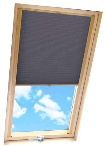 Home-Vision® Dachfenster Premium Plissee Faltrollo mit Bohren Dachfensterkompatibel (Graphit für M04 / M34 - Holzfarben) Dachfensterrollos Blickdicht Sonnenschutz, Montage inkl