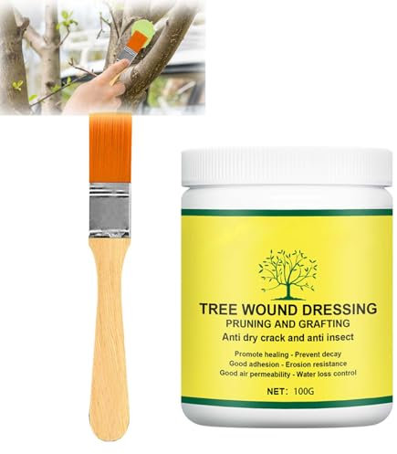 Tree Wound Sealer - 100g Plant Healing Sealant with Brush, for Pruned & Damaged Trees. Tree Dressing, Pruning, Grafting Wax for Shrub & Bonsai Repair