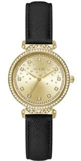 Guess P GLD CS W/CRYS/Sun Champ Glitz DL/BLK Saffiano LTR STRP, Champagner, Armband, champagnerfarben, Einheitsgröße, Armband