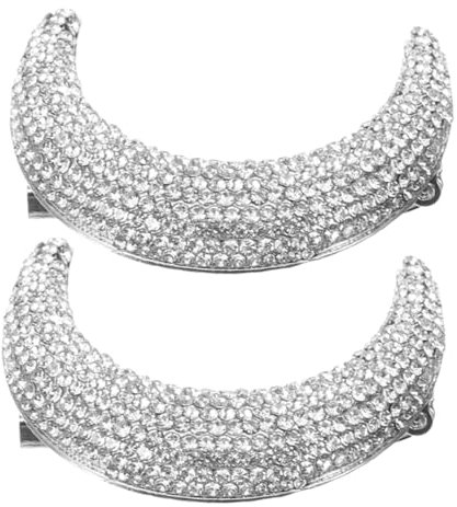BESTYASH 2 Stück Silber Mond Brosche Anstecknadel - Belichtungsnadel Für Kleidung Modeaccessoire Strass