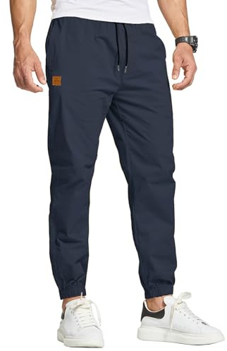 JustSun Cargo Trousers for Men Jogger Chinos Casual Sweatpants Elasticated Waist Drawstring Pants with Pockets