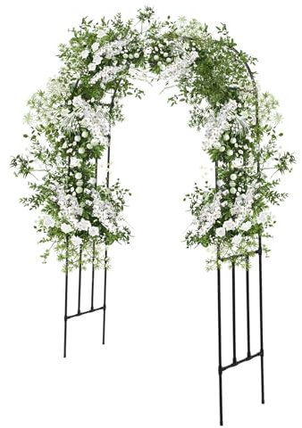 Metall Bogen, Pflanze Klettern Bogen Rack, Garten Bogen, Rosenbogen Torbogen Garten Rankgitter Rosenhilfe, Garten Decoration und Verzierung Kletterer wetterfest (Schwarz, 240x150x40cm)