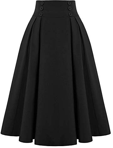 Damen Lang Rock Elegant Maxi Winterrock Plaid Warm Wollrock Hohe Taille Karierter röcke Elastische Taille Vintage A Linie Casual Midi Faltenrock Rock Damen Lang Vintage Elegant Plaid Warm Midi