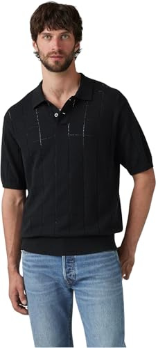 Levi's Men's Short Sleeve Polo Shirt with Double Button Placket, Standard Fit, Multicolor (Pointelle Grid Miner), L