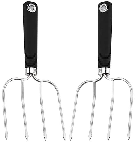 Andrew James Stainless Steel Carving Fork Set 2-Piece Meat Forks for Kitchen & BBQ, Long Handle, Non-Slip Grip, Sharp Tips, Dishwasher Safe, Heavy-Duty for Large Meats & Birds - Durable
