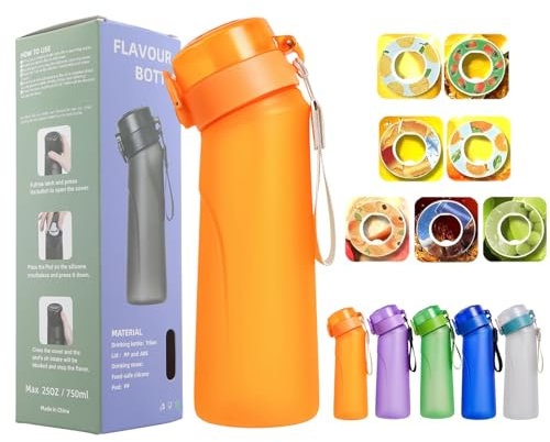 FIENZA 750 Air Gourde Up Bouteille Avec 7 sul Saveur Gout Pods, Air Bouteille Up d'eau Parfumée Tritan Sans BPA Avec Paille 0 Sucres et Tasse d'eau