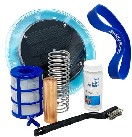 Originale ionizzatore solare per piscina, mantiene la piscina pulita e pulita, 85% in meno di cloro, detergente solare per piscine, fino a 35.000 Gal, programma di sostituzione a vita
